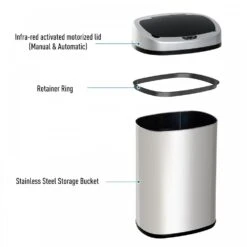 HOMCOM Sensor Dustbin Touchless Trash Can Automatic Garbage Bin Mirror Stainless Steel 48L -Tower Store 1645423175 18347700