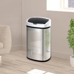 HOMCOM Sensor Dustbin Touchless Trash Can Automatic Garbage Bin Mirror Stainless Steel 48L -Tower Store 1645423184 42048400