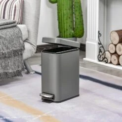 HOMCOM 5L Steel Step Trash Can With Quiet-Closed Lid, Silent And Gentle Open, Oversized Pedal, Back Pull Ring, For Living Room, Kitchen, Dorm, Office Bin Open 13 HOMCOM 5L Steel Step Trash Can With Quiet-Closed Lid, Silent And Gentle Open, Oversized Pedal, Back Pull Ring, For Living Room, Kitchen, Dorm, Office Bin Open -Tower Store 1645423219 74456600 49a572c1 f6e3 4289 904e ff9c75237d02