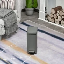 HOMCOM 5L Steel Step Trash Can With Quiet-Closed Lid, Silent And Gentle Open, Oversized Pedal, Back Pull Ring, For Living Room, Kitchen, Dorm, Office Bin Open 14 HOMCOM 5L Steel Step Trash Can With Quiet-Closed Lid, Silent And Gentle Open, Oversized Pedal, Back Pull Ring, For Living Room, Kitchen, Dorm, Office Bin Open -Tower Store 1645423221 50207300 f9bdaa27 d437 4106 a50f 3a8f705066a6