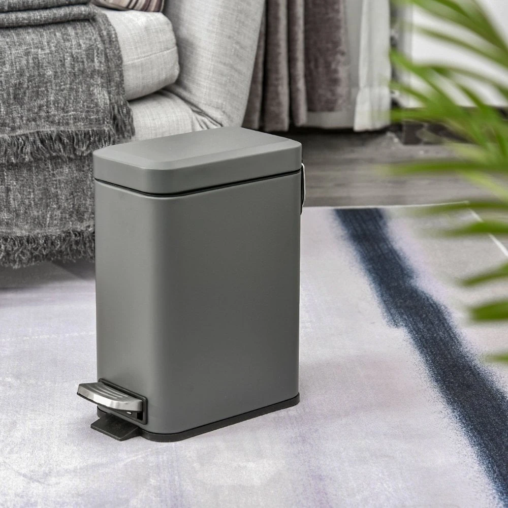 HOMCOM 5L Steel Step Trash Can With Quiet-Closed Lid, Silent And Gentle Open, Oversized Pedal, Back Pull Ring, For Living Room, Kitchen, Dorm, Office Bin Open 10 HOMCOM 5L Steel Step Trash Can With Quiet-Closed Lid, Silent And Gentle Open, Oversized Pedal, Back Pull Ring, For Living Room, Kitchen, Dorm, Office Bin Open - Image 10
