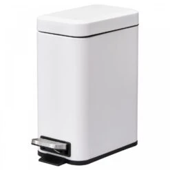 HOMCOM 5L Rectangular Steel Pedal Bin White