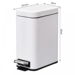 HOMCOM 5L Rectangular Steel Pedal Bin White -Tower Store 1645423235 13942200 6d5b6ada 663a 492e 963f 6ea7bf8bd30b