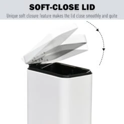 HOMCOM 5L Rectangular Steel Pedal Bin White -Tower Store 1645423241 12187200 f1d21bd4 b5bb 47d9 a4dd 5ea840eb536b