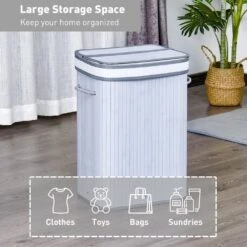 70L Flip Lid Bamboo Laundry Basket Grey -Tower Store 1645424269 63986900 d05d5331 da5f 4ba5 b6f4 eb2959c8abbf