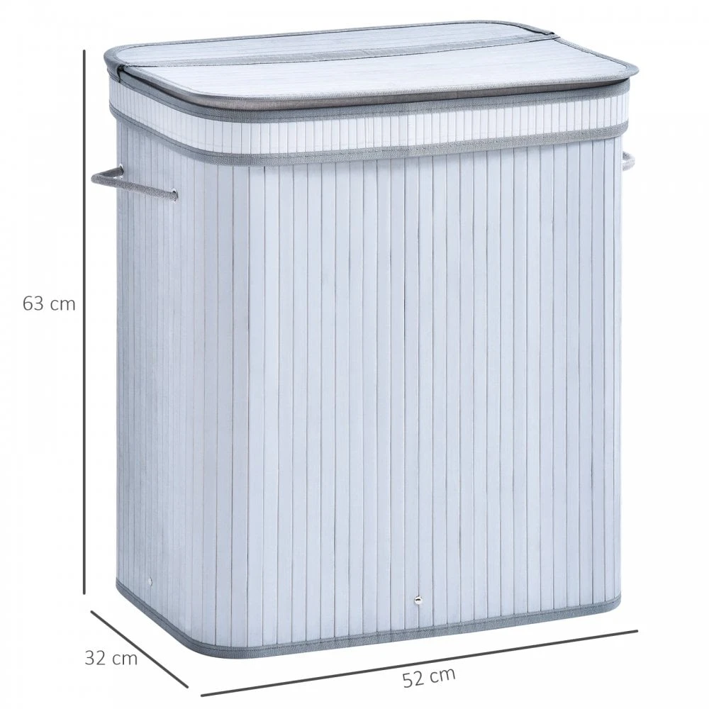 100L Flip Lid Bamboo Laundry Basket Grey 2 100L Flip Lid Bamboo Laundry Basket Grey - Image 2