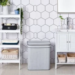 100L Flip Lid Bamboo Laundry Basket Grey 16 100L Flip Lid Bamboo Laundry Basket Grey -Tower Store 1645424297 43028600