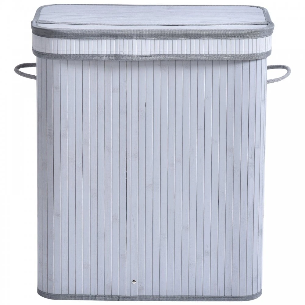 100L Flip Lid Bamboo Laundry Basket Grey 9 100L Flip Lid Bamboo Laundry Basket Grey - Image 9