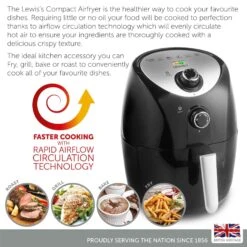 Lewis's Compact Air Fryer 2.4L 900W - Black -Tower Store 1645438866 84925100
