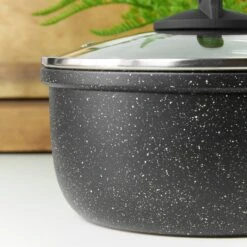 Lewis's Sovereign Stone 20cm Scratch Resistant Easy Clean Non Stick Saucepan & Lid -Black Marble -Tower Store 2646442 IMAGE7