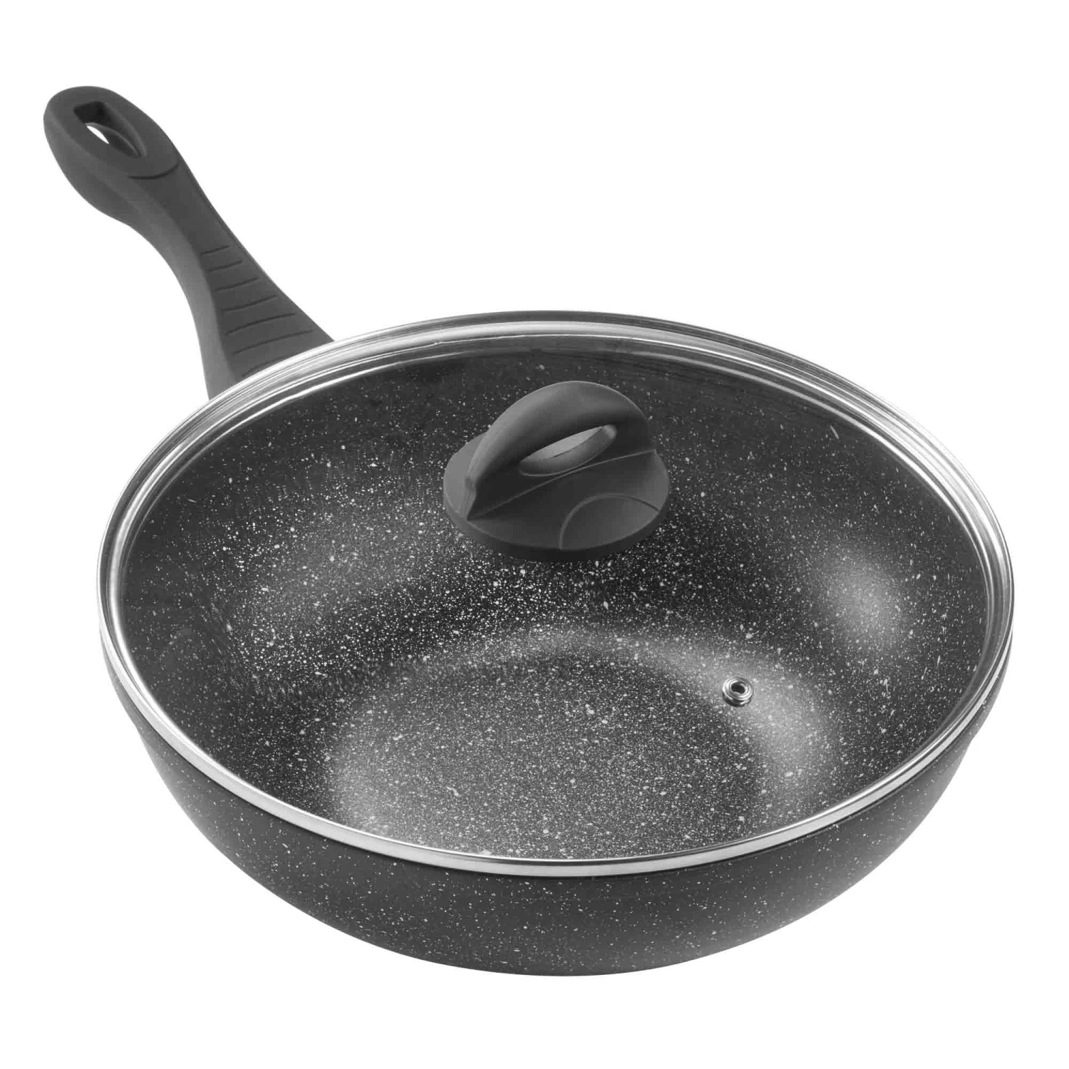 Lewis's Sovereign Stone 28cm Scratch Resistant Easy Clean Non Stick Wok & Lid All Hobs 1 Lewis's Sovereign Stone 28cm Scratch Resistant Easy Clean Non Stick Wok & Lid All Hobs