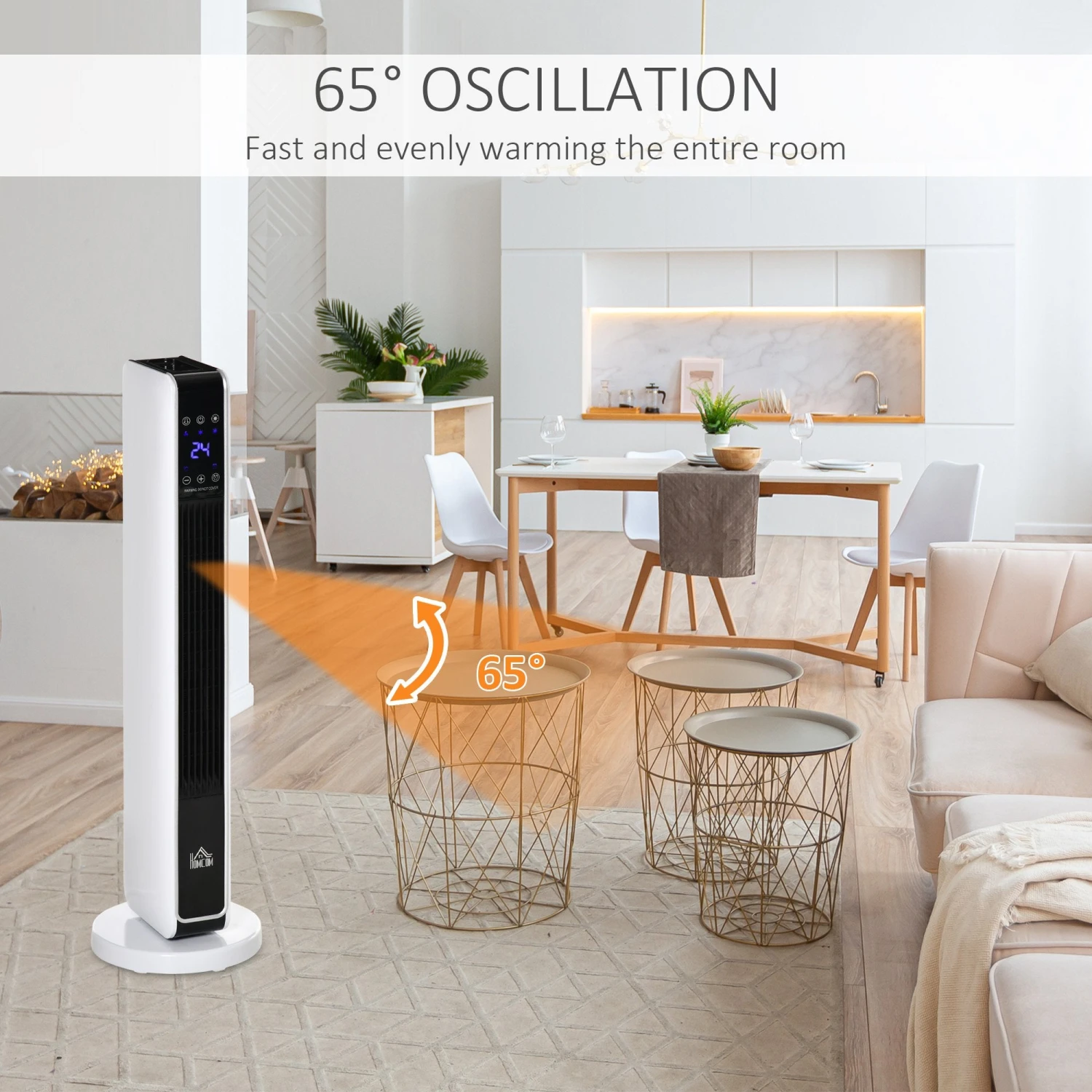 Oscillating Ceramic Tower Heater Space Heater With Remote Control 8H Timer Tip-Over & Overheat Protect 1000W/2000W W/ Built-in And 4 Oscillating Ceramic Tower Heater Space Heater With Remote Control 8H Timer Tip-Over & Overheat Protect 1000W/2000W W/ Built-in And - Image 4