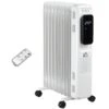 HOMCOM 2180W Oil Filled Radiator, 9 Fin Portable Heater W/ Timer Remote Control White