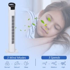 Homcom Freestanding Tower Fan 3 Speed 3 Mode 7.5h Timer 70 Degree Oscillation LED Panel 5M Remote Controller Black And White Fan Mode Timer 70° Oscillation Panel Controller -Tower Store 4 2 6be91a45 d918 4caf 8f04 000959037417