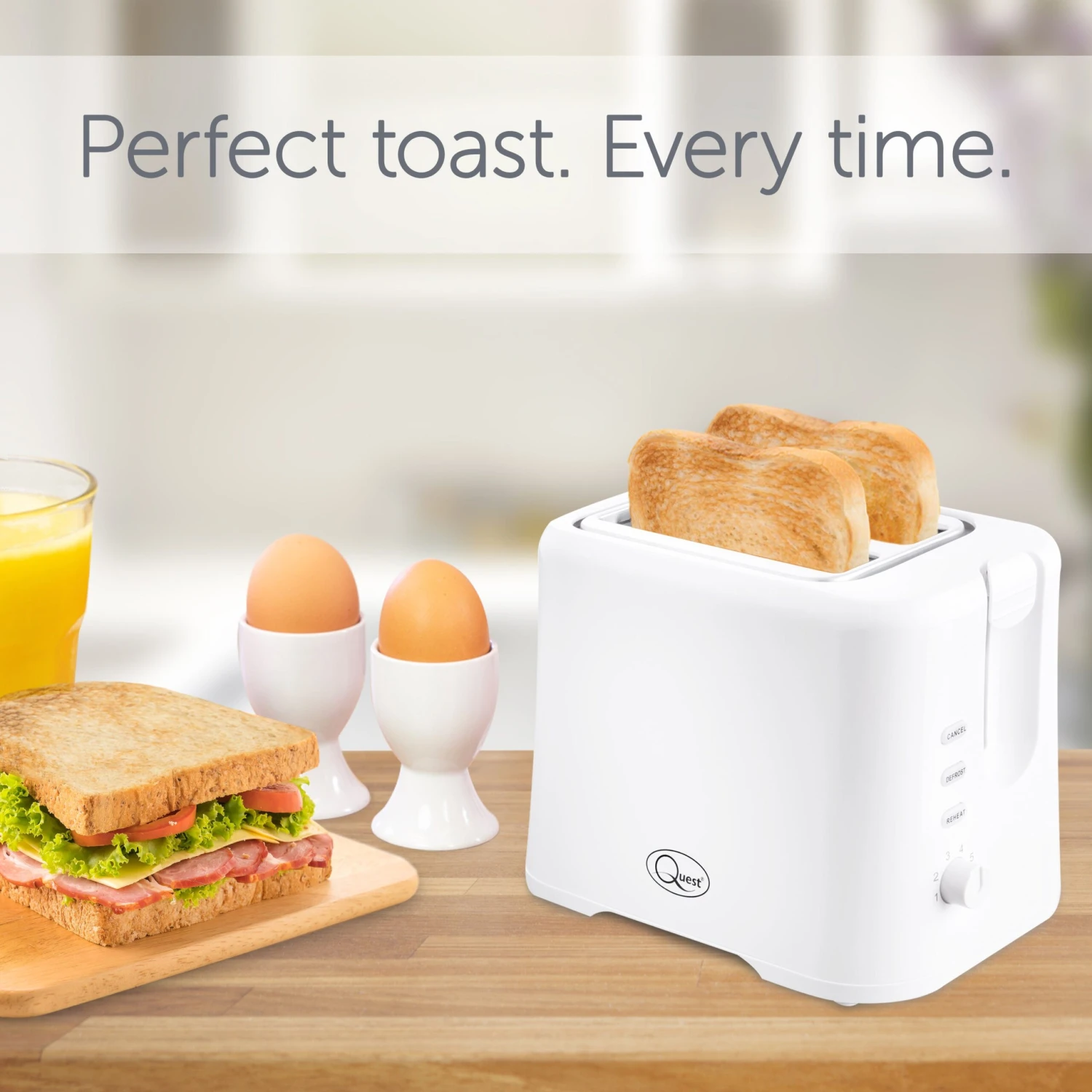 Quest 2 Slice Plastic Toaster - White 9 Quest 2 Slice Plastic Toaster - White - Image 9