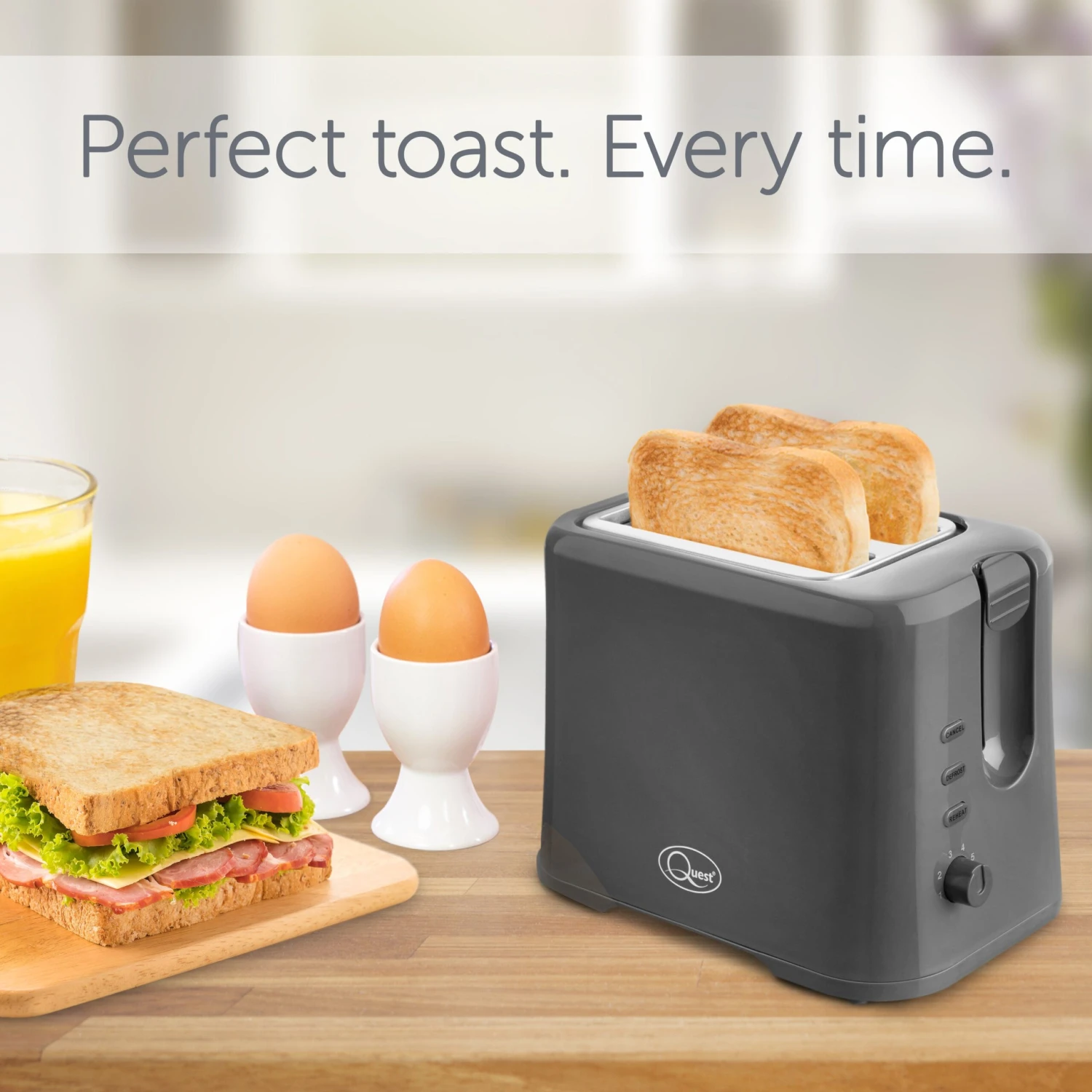 Quest 2 Slice Plastic Toaster - Grey 9 Quest 2 Slice Plastic Toaster - Grey - Image 9
