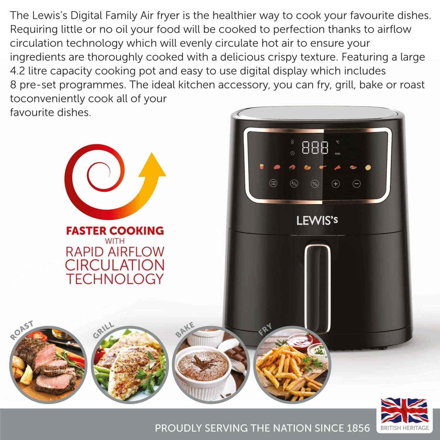 Lewis's Digital Family Air Fryer 4.2L 2 Lewis's Digital Family Air Fryer 4.2L - Image 2