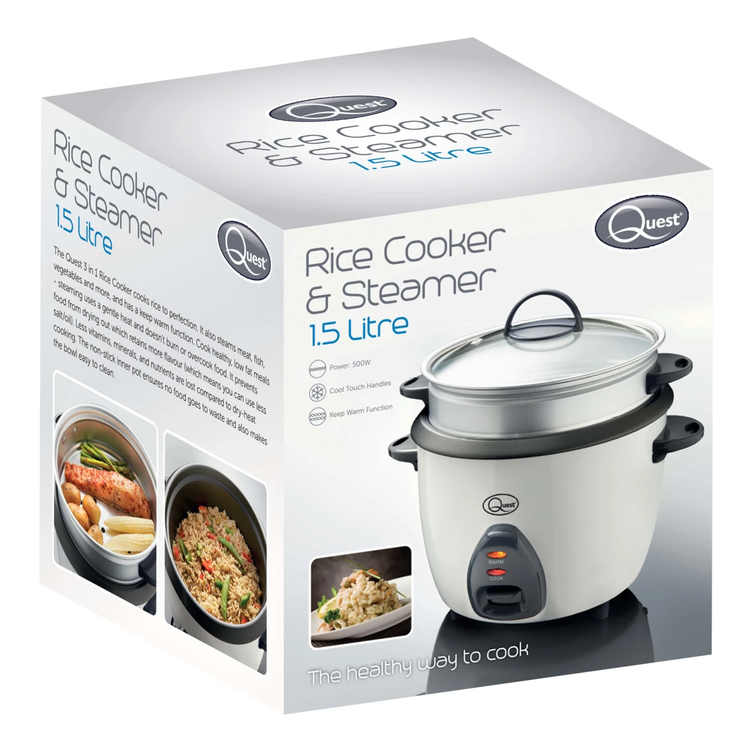 Quest Rice Cooker & Steamer 1.5L - Silver 6 Quest Rice Cooker & Steamer 1.5L - Silver - Image 6