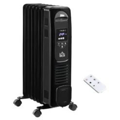 HOMCOM Home Savers 1630W Oil Filled Radiator, 7 Fin Portable Heater W/ Timer Remote Control Black -Tower Store 5HU4c117dc60bce87 jpg