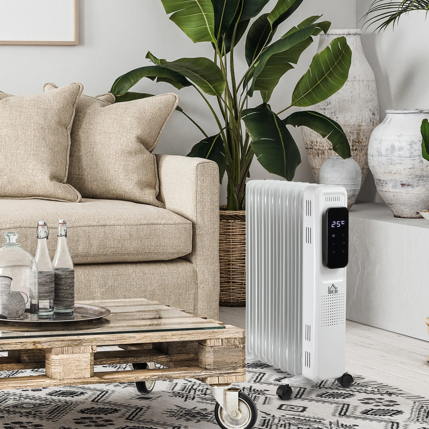 HOMCOM 2180W Oil Filled Radiator, 9 Fin Portable Heater W/ Timer Remote Control White 10 HOMCOM 2180W Oil Filled Radiator, 9 Fin Portable Heater W/ Timer Remote Control White - Image 10