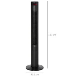 HOMCOM Tower Fan 46" Oscillating With Remote Control 117cm - Black -Tower Store 6CDa1218017bcbffa jpg