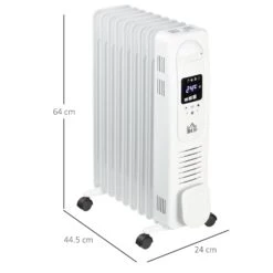 HOMCOM 2180W Oil Filled Radiator, 9 Fin Portable Heater W/ Timer Remote Control White Safety Cut-Off And Remote Control White Radiator Settings -Tower Store 6c75fe82509067344768b55c49672eed