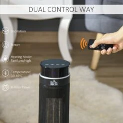 HOMCOM Ceramic Tower Indoor Space Heater W/ 42° Oscillation Remote Control Timer - Black -Tower Store 760216e64be524b5cef03923f562db91 7629783a 6078 41bc a3f1 0fdf8dfffcaf