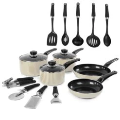 Morphy Richards Equip 14 Piece Pan & Tools Set - Cream