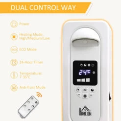 HOMCOM Home Savers 1630W Oil Filled Radiator, 7 Fin Portable Heater W/ Timer Remote Control White -Tower Store Anz6a917dc3c1dd8c jpg