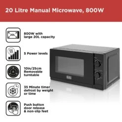 Black & Decker Black+Decker Manual Microwave 800w 20L - Black -Tower Store BXMZ24039GB 02