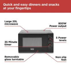 Black & Decker Black+Decker Manual Microwave 800w 20L - Black -Tower Store BXMZ24039GB 08