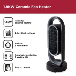 Black & Decker Black+Decker Ceramic Heater 1.8KW - Black 12 Black & Decker Black+Decker Ceramic Heater 1.8KW - Black -Tower Store BXSH37010GB 02