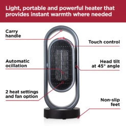 Black & Decker Black+Decker Ceramic Heater 1.8KW - Black 18 Black & Decker Black+Decker Ceramic Heater 1.8KW - Black -Tower Store BXSH37010GB 08