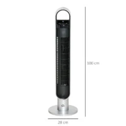 HOMCOM Anion Tower Fan 39" 100cm With 3 Speeds And Timer - Silver -Tower Store H1ua1217f68a08263 jpg