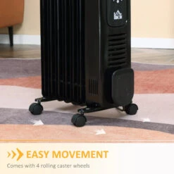 HOMCOM Home Savers 1630W Oil Filled Radiator, 7 Fin Portable Heater W/ Timer Remote Control Black -Tower Store IoZ79517dc60bce87 jpg