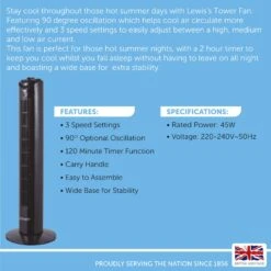 Lewis's 32 Inch Tower Fan - Black -Tower Store MicrosoftTeams image 1049