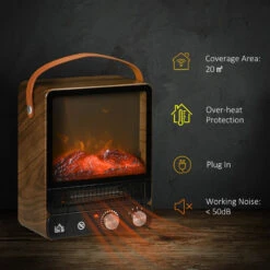 HOMCOM Tabletop Electric Fireplace With Handlle - Dark Walnut 19 HOMCOM Tabletop Electric Fireplace With Handlle - Dark Walnut -Tower Store PQT88c182f6c07315 jpg