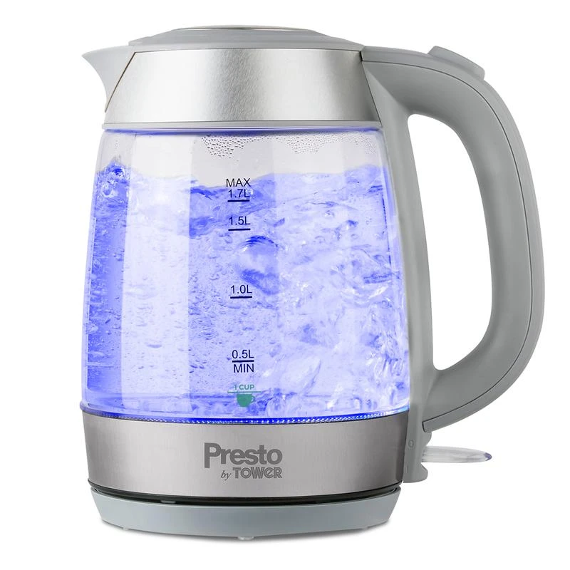 Tower Presto Glass Kettle 2200w 1.7L - Grey 1 Tower Presto Glass Kettle 2200w 1.7L - Grey