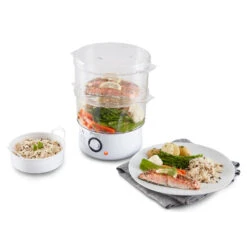 Tower Presto Steam Cooker 2 Tier - White -Tower Store PT21004WHT 2 Tier Steam Cooker Tower Presto C01