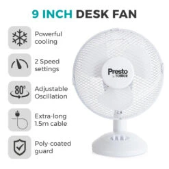 Tower Presto Desk Fan 9" - White -Tower Store PT600001 02