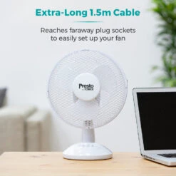 Tower Presto Desk Fan 9" - White -Tower Store PT600001 06
