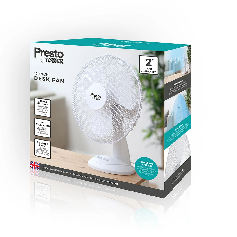 Tower Presto Desk Fan 16" - White 3 Tower Presto Desk Fan 16" - White - Image 3