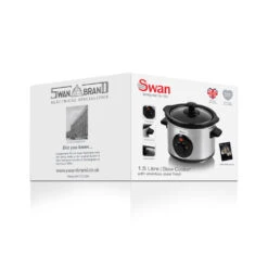 Swan Slow Cooker 1.5L - Stainless Steel 5 Swan Slow Cooker 1.5L - Stainless Steel -Tower Store SF17010N BOX 2