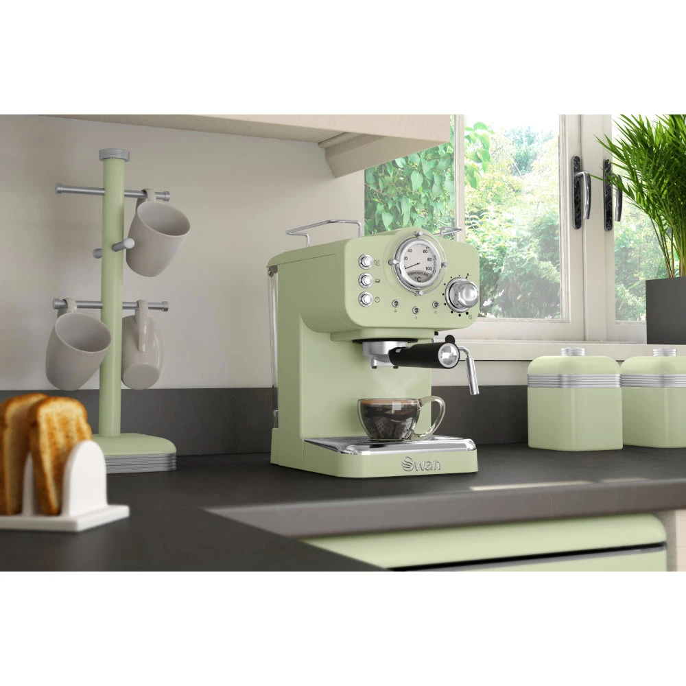 Swan Pump Espresso Coffee Machine - Green 2 Swan Pump Espresso Coffee Machine - Green - Image 2