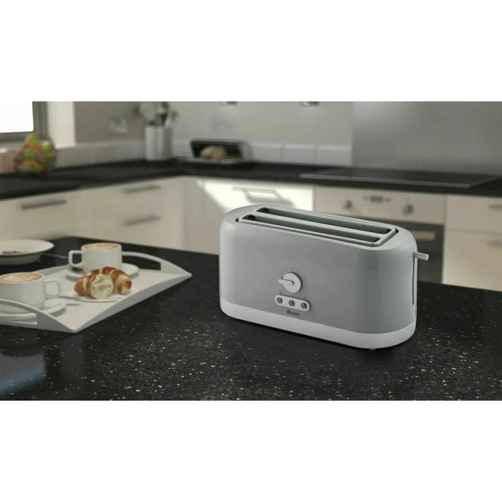 Swan Long Slot 4 Slice Toaster - Grey 2 Swan Long Slot 4 Slice Toaster - Grey - Image 2