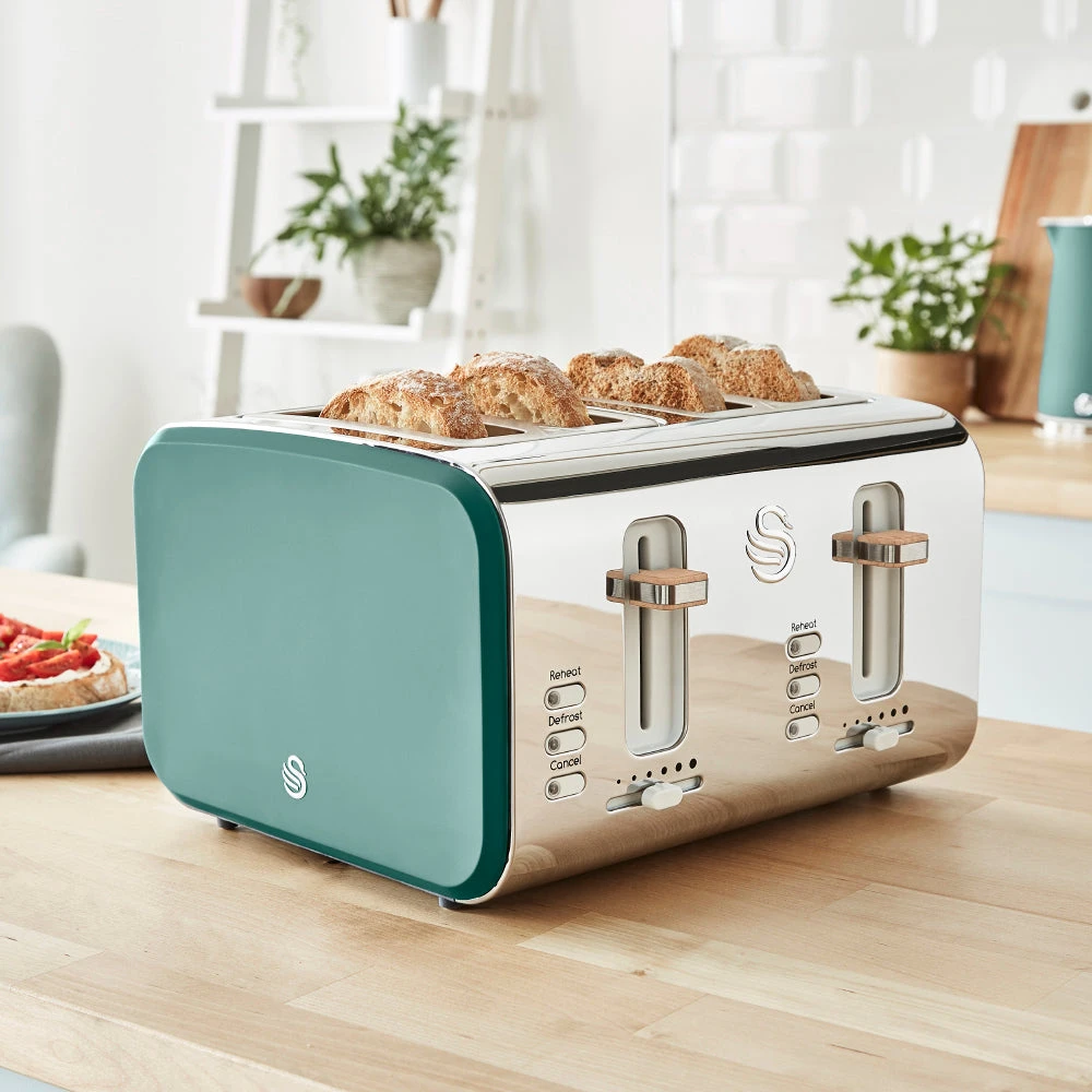 Swan Nordic 4 Slice Toaster - Green 2 Swan Nordic 4 Slice Toaster - Green - Image 2