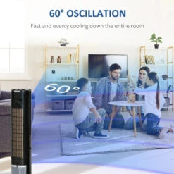 HOMCOM 42" Portable Air Cooler, Humidifier Evaporative Ice Cooling Fan Water Conditioner Unit With 3 Modes, 3 Speed, Remote Controller, Timer, Oscillating For Home Quiet Bedroom, Black -Tower Store SuLd4d17fb5e7f945 jpg