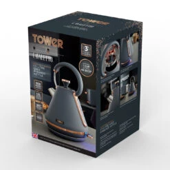 Tower Cavaletto 3KW 1.7 Litre Pyramid Kettle - Grey -Tower Store T10044RGG 09