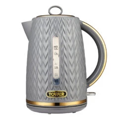 Tower Empire 3KW 1.7L Kettle With Brass Accents - Grey