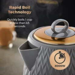 Tower Empire 3KW 1.7L Kettle With Brass Accents - Grey -Tower Store T10052GRY 04